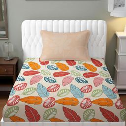 IVAZA Cream-Coloured Floral 800 TC Egyptian Cotton Single Bedsheet with 1 Pillow Covers-image-57