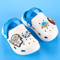 Cute Walk by Babyhug Clogs with Back Strap Closure & Bear Applique - Blue image 2
