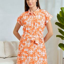 ANJIR Print Crepe A-Line Mini Dress-image-63