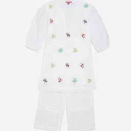 Biba Girls Floral Embroidered Regular Pure Cotton Kurta with Palazzos-picture-36