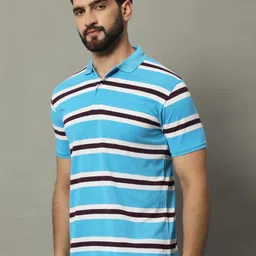 GET GOLF Men Striped Polo Collar Cotton T-shirt-image-68