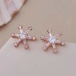 GC PREMIUM JEWELLERY Stainless Steel Rose Gold-Plated Crystals Studded Star Shaped Studs-image-75