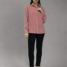 ENTELLUS Women Classic Striped Slim Fit Casual Shirt-image-63