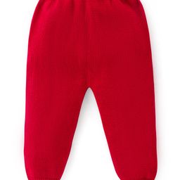 Babyhug Knit Full Sleeves Front Open Sweater Set with Cap & Stripes Design - Red & White image 5