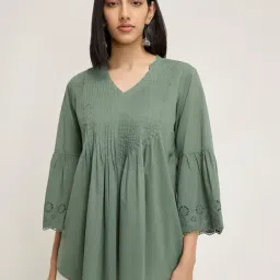 Utsa by Westside Sage Pintuck Detailed Cotton Kurti-image-83
