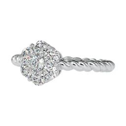 Emori 14k White Gold & Diamond Floral Solitaire Halo Ring-image-37