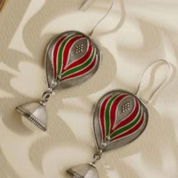 Priyaasi Red & Green Contemporary Balloon Shaped Drop Earring-30