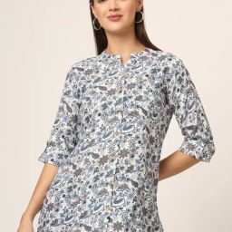 Divena Blue & White Printed Top-image-66