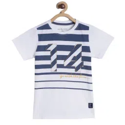 Tales & Stories Kids White & Blue Patch Work T-Shirt-image-23