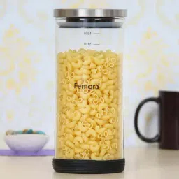 Femora Borosilicate Glass Storage Jar with Steel Lid (1300 ml) - Set of 4-38