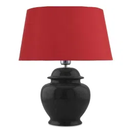 Homesake Black Ceramic Guard Shaped Table Lamps with Red Shade - Set of 2 image 3