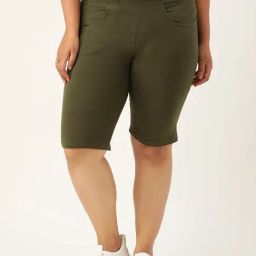 theRebelinme Green Cotton Shorts-image-42