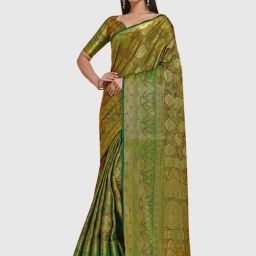 Mimosa Green Silk Woven Saree With Unstitched Blouse-picture-14