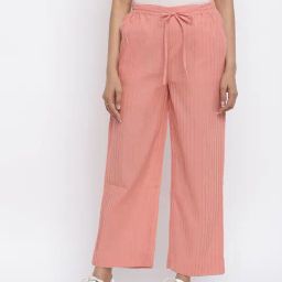 Fabindia Pink Cotton Pleats Pattern Pants-image-25