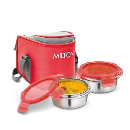Milton Red Stainless Steel Tiffin Lunch Box with 2 Containers (0.3L each)-image-26