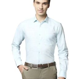Park Avenue Blue Cotton Slim Fit Printed Shirts-picture-32