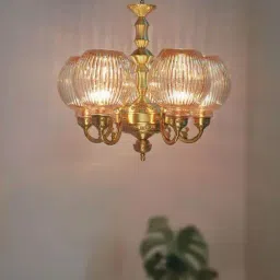 FOS LIGHTING Golden Brass 5-In-1 Chandelier With Globe Shades-image-23