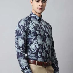 Jainish Blue Cotton Regular Fit Printed Shirts-image-72