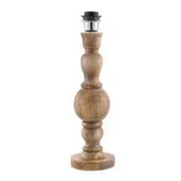 Homesake Beige Hand Turned Wooden Bedside Bubble Table Lamp with Red Shade - Set of 1 image 3