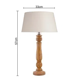 Homesake Classic Victorian Brown Wooden Table Lamp with Khadi Shade - Set of 1 image 2