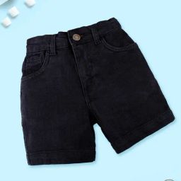 Kiddopanti Boys Black Denim Regular Fit Shorts-image-13