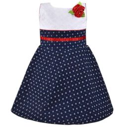 Wish Karo Girls Dark Blue Cotton Floral Print Casual Dress-image-44