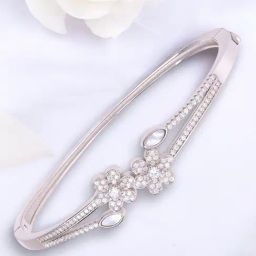 Taraash 925 Sterling Silver CZ Floral Bangle for Women & Girls-image-69