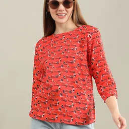 bearbrother Women Geometric Printed Round Neck Top-picture-8