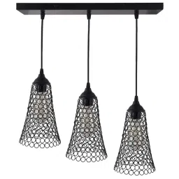 Homesake 3-Lights Linear Cluster Black Metal Cone Pendant Light - Set of 1 (Bulb not included) image 3