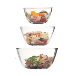 Femora Borosilicate Glass Microwave Safe All-Purpose Mixing Bowls,400 ML, 700 ML, 2650 ML, Set of 3 image 2