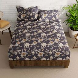 Bianca Envogue Grey Fabric 152 TC 120 GSM Double Size Bedsheet With 2 Pillow Covers-image-59