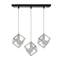 Homesake 3-Lights Linear Cluster White Metal Cube Hanging Light - Set of 1 (Bulb not included) image 1