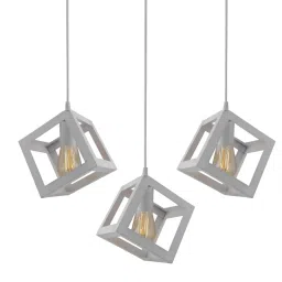 Homesake 3-Lights Linear Cluster White Metal Cube Hanging Light - Set of 1 (Bulb not included) image 3