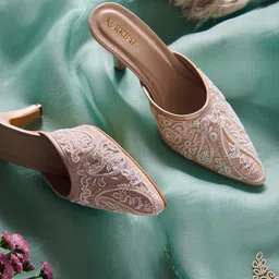 Kurrbat Embellished Ethnic High-Top Stiletto Sandals-18