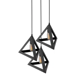 Homesake 3-Lights Round Cluster Black Metal Triangle Hanging Light - Set of 1 (Bulb not included) image 3