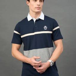CLUB YORK Navy Self Short Sleeves T-Shirt-image-22