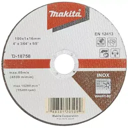 Makita 4 inch / 100 mm Cutting Wheel For Stainless Steel Cutting, D-18758-100 (Pack of 100)-image-25
