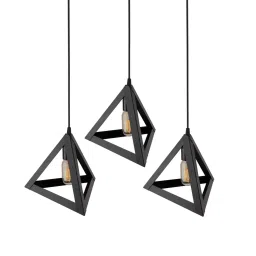 Homesake 3-Lights Linear Cluster Black Metal Triangle Hanging Light - Set of 1 (Bulb not included) image 3