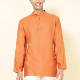 Fabindia Orange Comfort Fit Short Kurta-picture-37