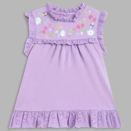 Blue Giraffe Girls Purple Cotton Embroidery Top-picture-40