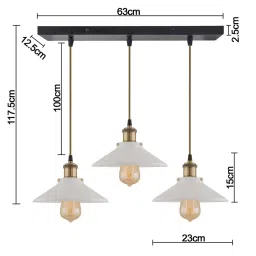 Homesake 3-Lights Linear Cone Shade Cluster White Metal Cone Pendant Light - Set of 1 image 3
