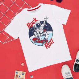 Pantaloons Junior Kids Snow White & Blue Cotton Printed T-Shirt-image-83