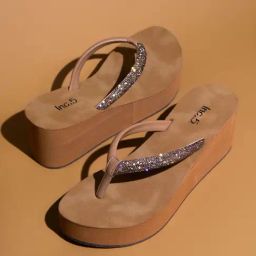 Inc.5 Women's Dark Beige Thong Wedges-image-41