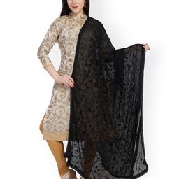 Dupatta Bazaar Black Embroidered Chiffon Dupatta-20