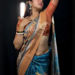 Nityanta Fab Floral Jute Silk Handloom Saree-image-22