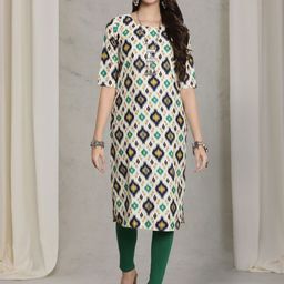 7Threads Women Ethnic Motifs Printed Thread Work Floral Crepe Kurta-image-65