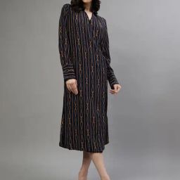 Gant Navy Printed A-Line Dress-image-38