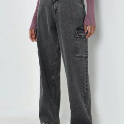 Nuon by Westside Charcoal Enzyme Wash Relaxed-Fit High-Rise Jeans-13