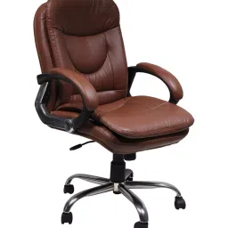 Caddy High Back Revolving office and Home Chair TAN PU Leatherette CD177-image-47