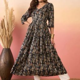 Inweave Black Printed Anarkali Kurta-image-20